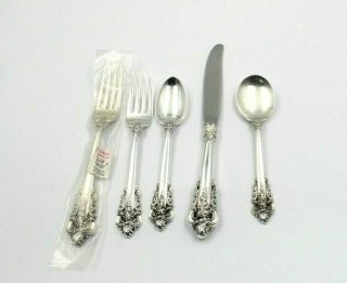 5 Piece Wallace Grande Baroque Flatware Place Setting Sterling Silver 6327