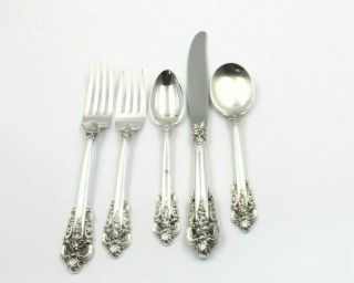 5 Piece Wallace Grande Baroque Flatware Place Setting Sterling Silver 6325
