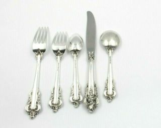 5 PIECE WALLACE GRANDE BAROQUE FLATWARE PLACE SETTING STERLING SILVER 6325 2