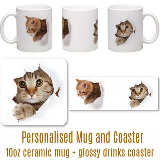 Cat Escape Mug & Drinks Coaster Set - Great Gift Idea Birthday Christmas