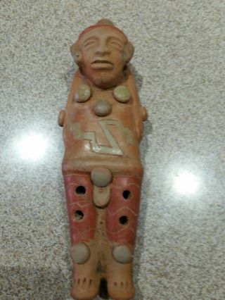 Vintage Clay Pottery Whistle Flute Mayan Aztec
