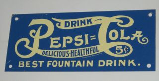 Pepsi:cola Sign Vintage Double Dot Metal Fountain Drink 5 Cent Pepsi Soda