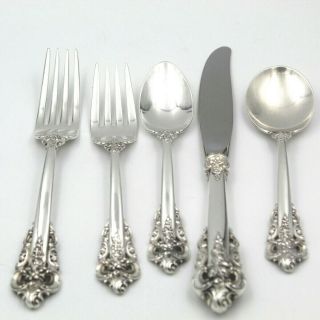 5 Piece Wallace Grande Baroque Flatware Place Setting Sterling Silver 6321