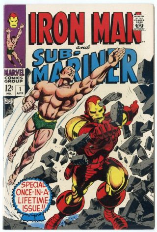 Iron Man & Sub - Mariner 1 Vf/nm 9.  0 White Pages Marvel 1968