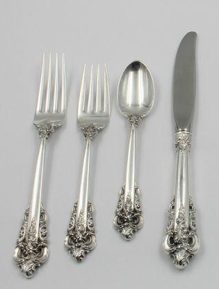 5 Piece Wallace Grande Baroque Flatware Place Setting Sterling Silver 6326