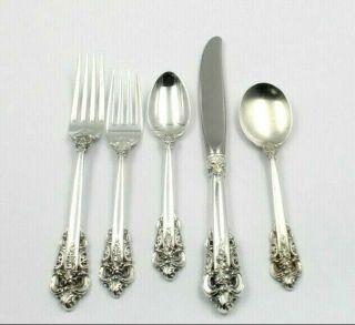 5 Piece Wallace Grande Baroque Flatware Place Setting Sterling Silver 6324