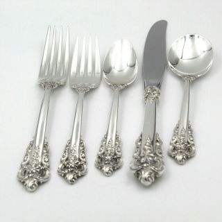 5 Piece Wallace Grande Baroque Flatware Place Setting Sterling Silver 6318