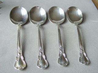 Chantilly By Gorham Sterling Silver 4 Vintage Cream Soup Spoons 6 3/8”