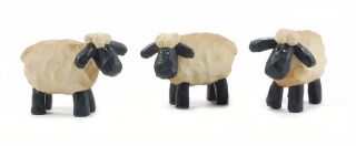 Blossom Bucket - - Set Of 3 Small Sheep Figurines So Cute