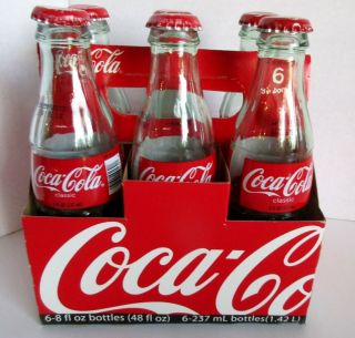 Coca Cola Bottle 8 Oz 6 Pack Carton Carrier Empty W Caps 2006 - 2008? No Refill