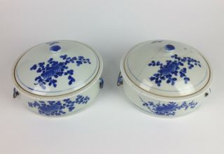 Unusual Antique 18th Century Chinese Blue & White Tureens - Lidded Bowls