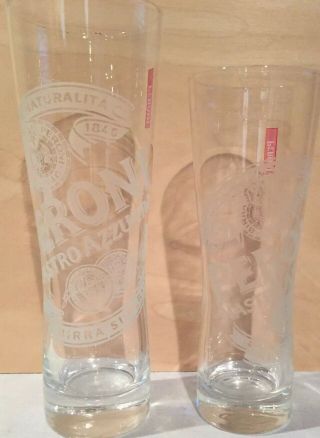 Peroni Beer Glasses Set Of 2 (1) -.  3l & (1) -.  2l.  Two Sizes Of Etched Glassware