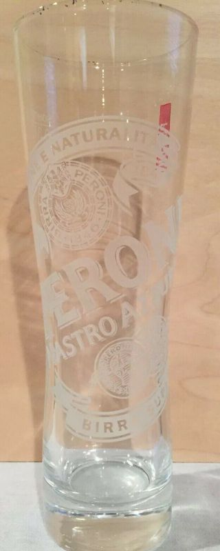 PERONI Beer Glasses Set Of 2 (1) -.  3l & (1) -.  2l.  Two Sizes Of Etched Glassware 2