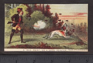 over 130 yrs old 1879 Currier & Ives Bird Hunting Sport Comic Pointer Dog Card 5