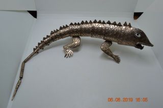 Vintage Emilia Castillo Silver Plated Lizard Iguana Articulated Bottle Opener