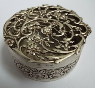 Stunning Rare English Antique 1906 Solid Sterling Silver Pierced Pot Pourri Box