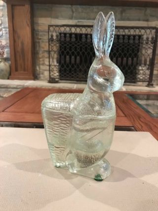 Vintage Glass Candy Container " Large 2 Piece Dish Rabbit " Circa 40 - 50 