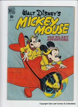 Mickey Mouse Four Color Fc 214 Disney Dell Comic Book Vf - 1948