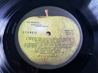 The Beatles Apple lp record WHITE ALBUM,  numbered 1968 0275862 3