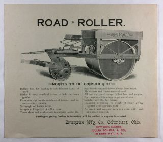 Antique Illus Road Roller Advertising Brochure Enterprise Mfg Co Columbiana Oh