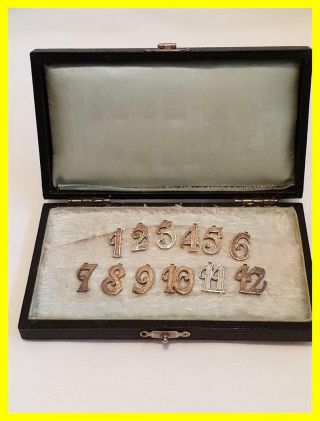Rare Set Of C.  1900 12 Dutch Silver Miniature Place Card Holders,  Boxed,  Hallmarked