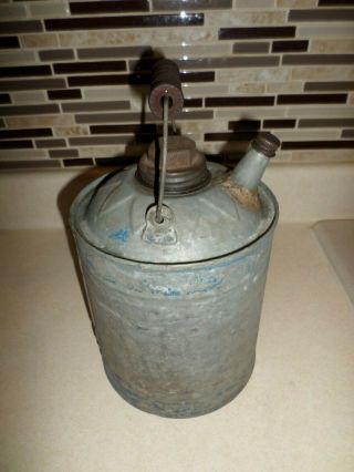 Vintage Galvanized Metal Kerosene Gas Oil Can Pour Spout