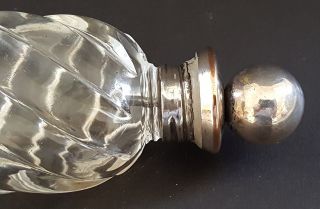 Silver plate & clear glass vintage Victorian antique long scent perfume bottle 5