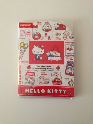 Hello Kitty Retro Classic Sanrio Japan Memo Pad And Sticker Set