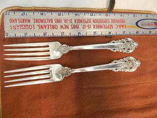 Wallace Sterling Silver Grand Baroque Flatware Heavy Large 8 " Dinner Fork Set 2
