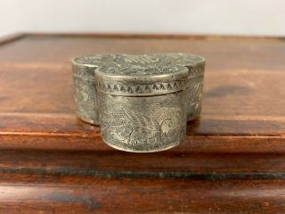 19th/20th C.  Chinese Sterling Silver Covered Box 5