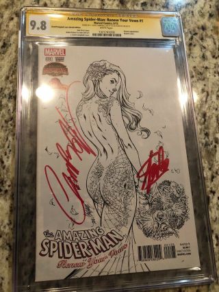 Spider - Man Renew Your Vows 1 Cgc Ss 9.  8 Signed Stan Lee Sketch Variant