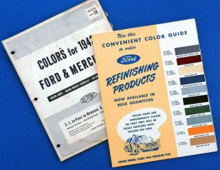 1940 - 1949 / 1942 Ford - Mercury Paint Color Chips,  Mixing Formulas,  Color Combos