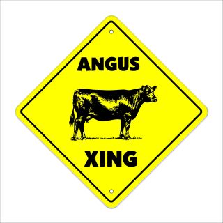 Angus Crossing Sign Zone Xing 12 " Tall Cattle Cow Steer Beef Steak Meat