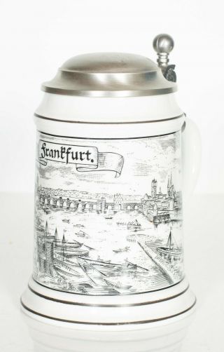 Vintage German Beer Stein Beer Stein W/lid Frankfurt