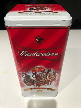 2006 Budweiser Limited Edition Holiday Tin With 4 Aluminum Bottles Never Opened