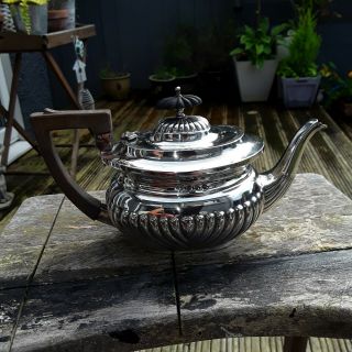 Antique Solid Silver Teapot Birmingham 1897c Has Broken Lid Needing Restoration