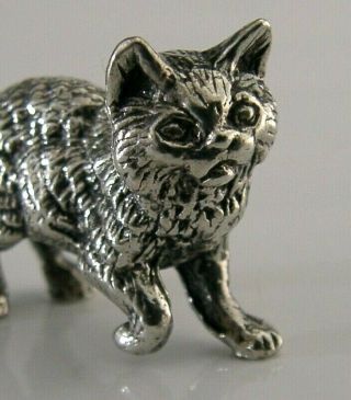 Quality English Solid Sterling Silver Miniature Cat Or Kitten Figure 1976
