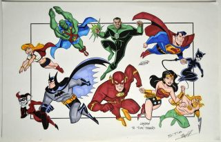 Justice League Art Signed Art Loston Wallace Harley Catwoman Supergirl