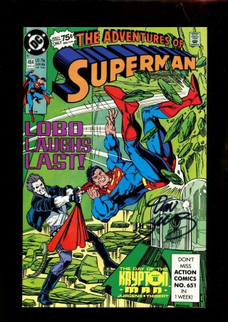 Adventures Of Superman 464 (9.  2) Auto Dan Jurgens W/ Vs Lobo (s002)