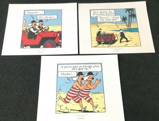Set Of 3 Official Tintin Comic Strip Prints: Thomsons Driving Herge Poster