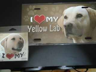 Labrador I Love My Yellow Lab Aluminum Metal License Plate Extra Sticker Decal