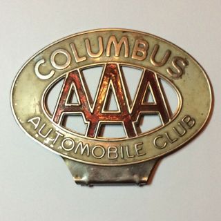 Rare 1940s 1950s Columbus Automobile Club Aaa License Plate Topper Steel