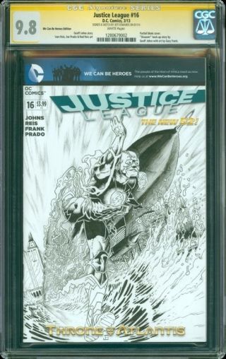Justice League 16 Cgc Ss 9.  8 Blank Sketch Cover Flash By Jeff Edwards Nm