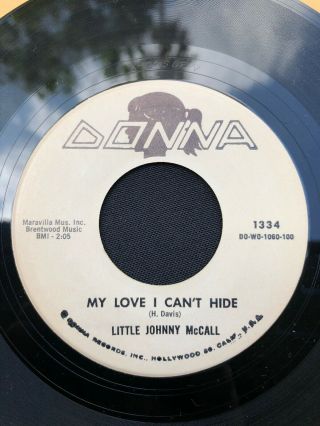 Little Johnny Mccall Teen Doo Wop 45 My Love I Cant Hide Rare Vg,