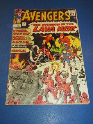 Avengers 5 Silver Age Lava Men Key Solid Vg/vg - Wow Hulk