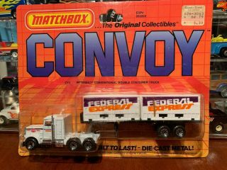 Matchbox Convoy Cy3 Peterbilt Double Container Truck " Federal Express " Carded