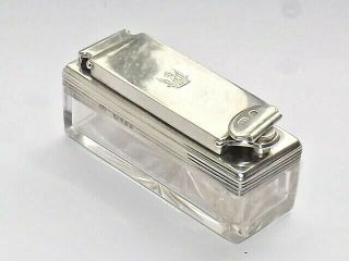 Antique Victorian Solid Silver Sterling & Glass Travelling Inkwell London 1849