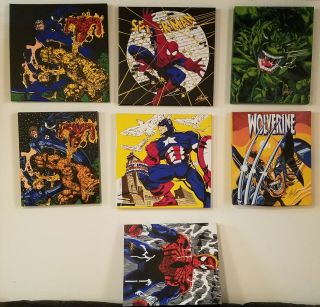 Captain America Canvas Art,  Steve Kaufman,  Signed Stan Lee,  Marvel Comics 12