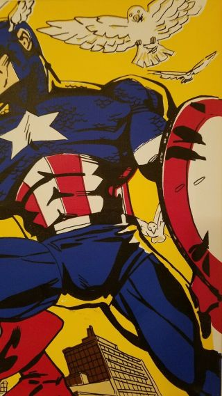 Captain America Canvas Art,  Steve Kaufman,  Signed Stan Lee,  Marvel Comics 7