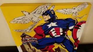 Captain America Canvas Art,  Steve Kaufman,  Signed Stan Lee,  Marvel Comics 9